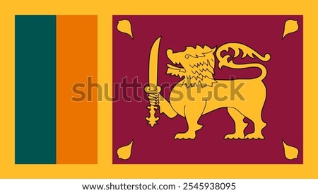 Flag of Sri Lanka, 16:9 Format, Sri Lanka Flag, Vector Images