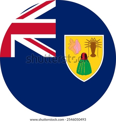 Turks and Caicos Islands Circle Flag, Circle Flag of the Turks and Caicos Islands, Vector Images