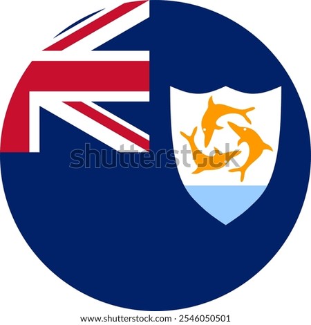 Anguilla Circle Flag, Circle Flag of Anguilla, Vector Images