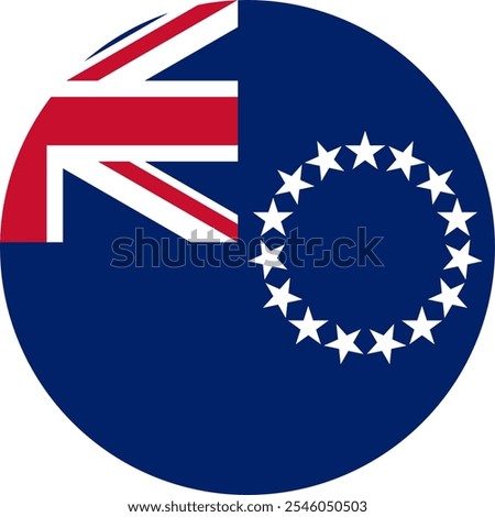 Cook Islands Circle Flag, Circle Flag of the Cook Islands, Vector Images