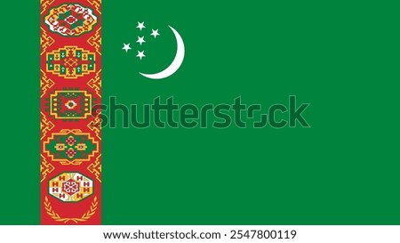 Flag of Turkmenistan, 16:9 Format, Turkmenistan Flag, Vector Images