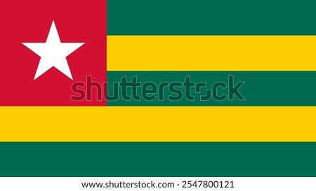 Flag of Togo, 16:9 Format, Togo Flag, Vector Images