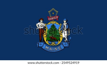 Flag of Maine, USA, 16:9 Format, State of Maine Flag, Vector Images