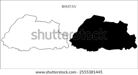 Bhutan Blank Map, Bhutan Map Outline Vector Images