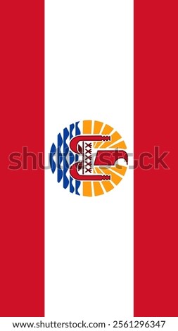 Vertical Flag of French Polynesia, 9:16 Format, Vertical French Polynesia Flag, Vector Images