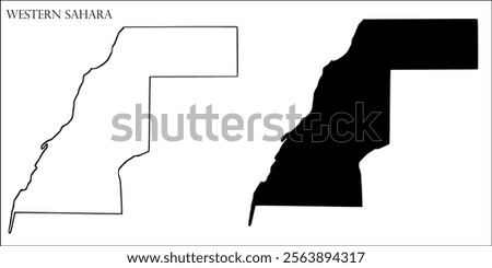 Western Sahara Blank Map, Western Sahara Map Outline Vector Images