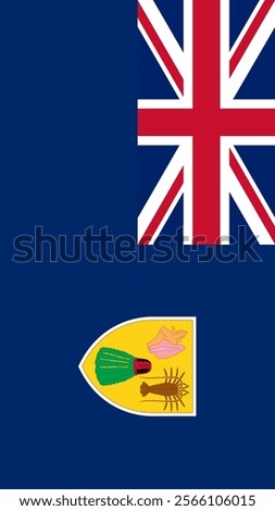 Vertical Flag of Turks and Caicos Islands, 9:16 Format, Vertical Turks and Caicos Islands Flag, Vector Images