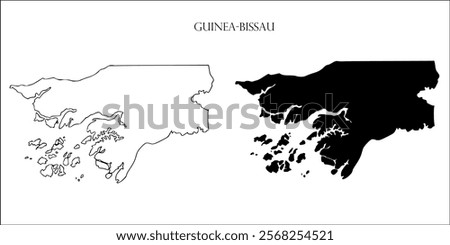 Guinea-Bissau Blank Map, Guinea-Bissau Map Outline Vector Images