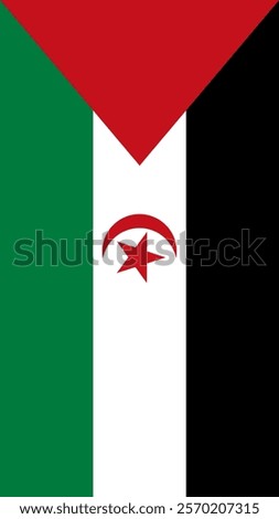 Vertical Flag of Western Sahara, 9:16 Format, Vertical Western Sahara Flag, Vector Images