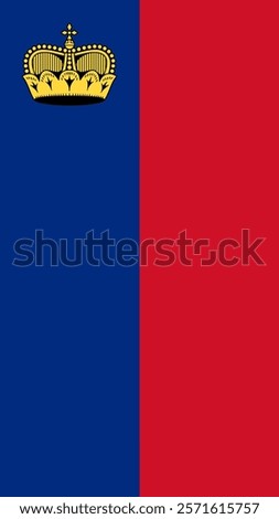 Vertical Flag of Liechtenstein, 9:16 Format, Vertical Liechtenstein Flag, Vector Images