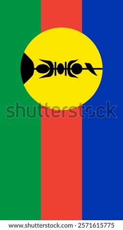 Vertical Flag of New Caledonia, 9:16 Format, Vertical New Caledonia Flag, Vector Images