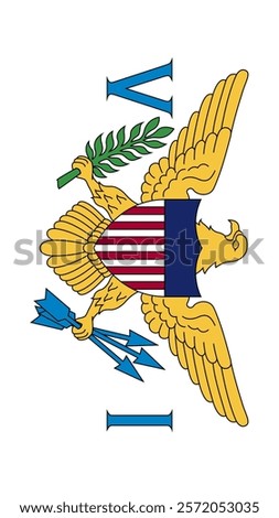 Vertical Flag of United States Virgin Islands, 9:16 Format, Vertical United States Virgin Islands Flag, Vector Images