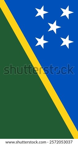 Vertical Flag of Solomon Islands, 9:16 Format, Vertical Solomon Islands Flag, Vector Images