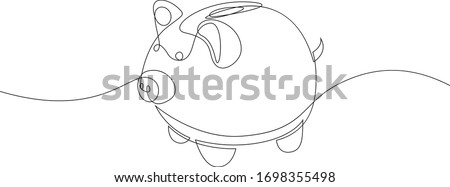 One line ceramic pig. Minimal style simple vector illustration