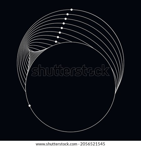 Modern abstract vector illustration. Digital futuristic monochrome linear shape frame. Beauty of complex contemporary technologies. Geometric background. Element of design.