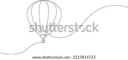 Air balloon continuous line drawing. Air balloon minimalist trendy line art. Contour vector illustration.
