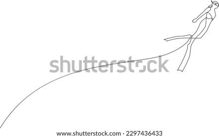 Single continuous line drawing of scuba diver. The concept of sport is a journey of scuba diving one line art.