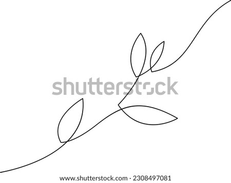 Botanical leaves continuous line drawing. Abstract plant minimal one line art.