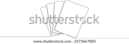 Four square frames continuous line drawing. Blank playing cards drawn by single line. Simple abstract doodle frame. Vector illustration.