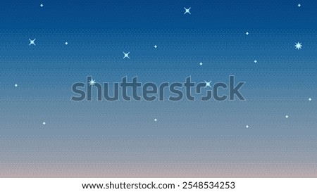 Pixel art starry sky. Seamless when docking horizontally, evening or morning vector background.