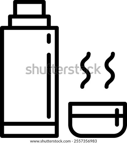 Thermos bottle line icon. Vacuum flask outline vector sign. Camping or alpinist thermo tumbler flask for hot drink linear style pictogram. Symbol, logo illustration. Editable stroke.