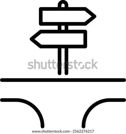 Direction board line icon. Signpost outline vector sign. Road sign linear style pictogram. Signboard pointer symbol, logo illustration. Editable stroke.