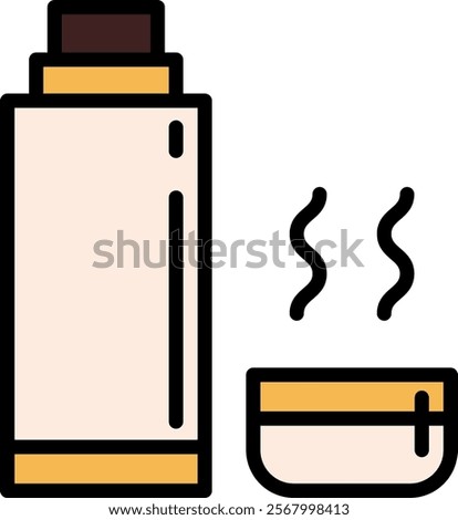 Thermos bottle line icon. Vacuum flask outline vector sign. Camping or alpinist thermo tumbler flask for hot drink linear style pictogram. Symbol, logo illustration. Editable stroke.