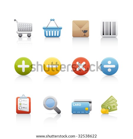 Shopping Icon Set for multiple applications. In Adobe Illustrator EPS 8.