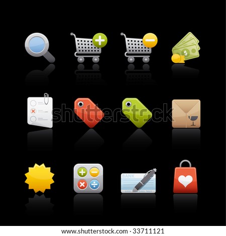 Shopping Icon Set for multiple applications. In Adobe Illustrator EPS 8.