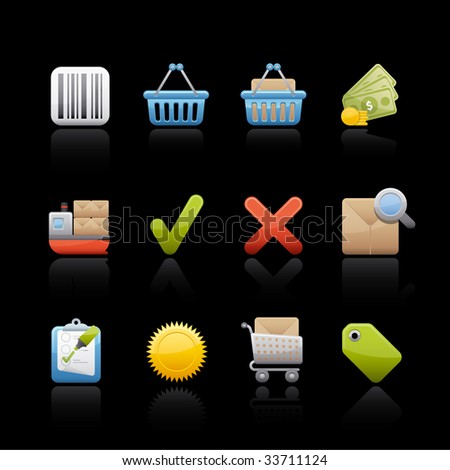 Shopping Icon Set for multiple applications. In Adobe Illustrator EPS 8.