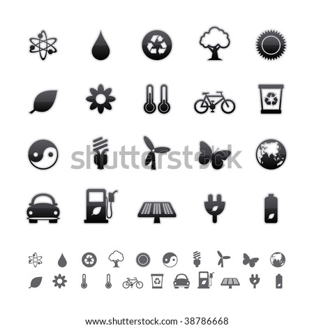 Black Deluxe Icons - Ecology Set. Editable Vector File in Adobe Illustrator EPS 8.