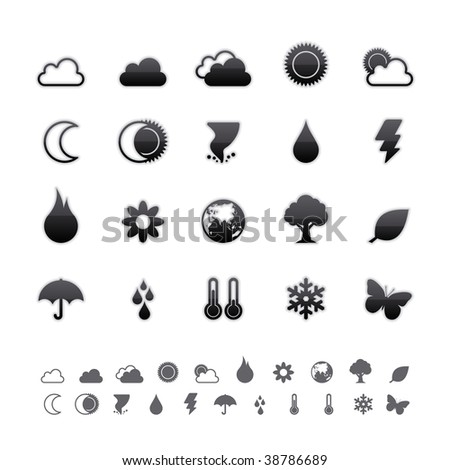 Black Deluxe Icons - Weather and Climate Set. Editable Vector File in Adobe Illustrator EPS 8.