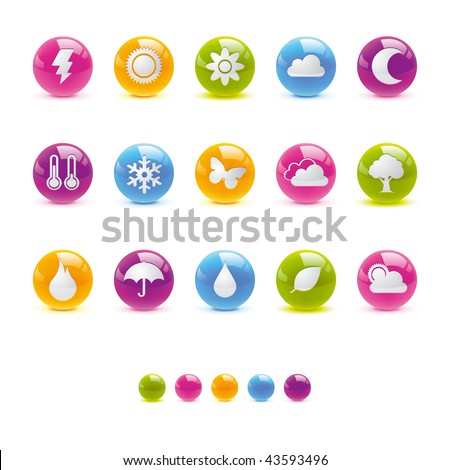 Glossy Circle Icons - Weather and Climate in Adobe Illustrator EPS 8 for multiple applicatios.