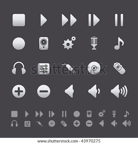 Gray Deluxe Icon Sets - Audio Equipment Buttons in Adobe Illustrator EPS 8. For multiple applications. See more in my portfolio...