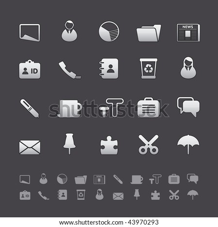 Gray Deluxe Icon Sets - Office and Business Buttons in Adobe Illustrator EPS 8. For multiple applications. See more in my portfolio...