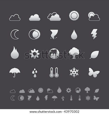 Gray Deluxe Icon Sets - Weather and Seasons Buttons in Adobe Illustrator EPS 8. For multiple applications. See more in my portfolio...