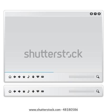 Audio Player Window in White. Illustrator EPS 8 for multiple applications.