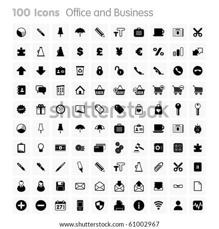 Office and Business Set of icons on white background in Adobe Illustrator EPS 8 format for multiple applications.