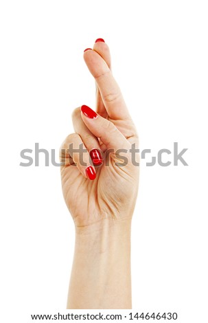 Hand With Crossed Fingers. Isolated On White Background Stock Photo ...