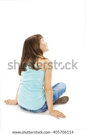 Similar – Image, Stock Photo Rear view child sitting on flower meadow