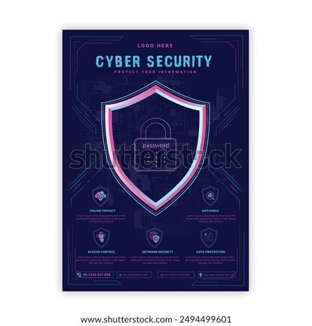 Cyber Security Flyer Concepts. Vector Illustration of Outline Design