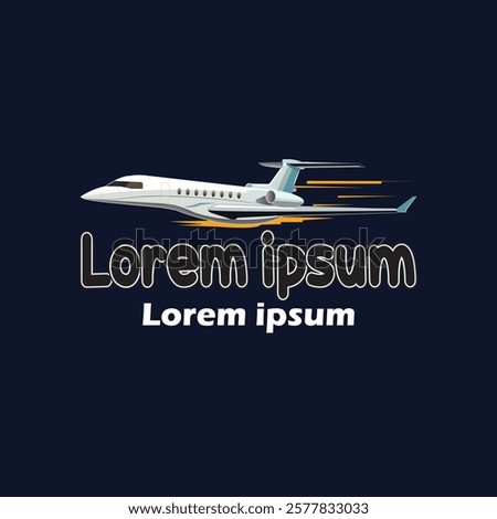 Luxury Private Jet Logo Design with Speed Effect on Dark Background