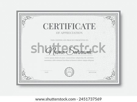 Luxury certificate template with classic frame pattern