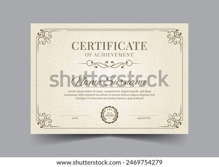 Elegant and luxurious certificate template. Awards diploma background