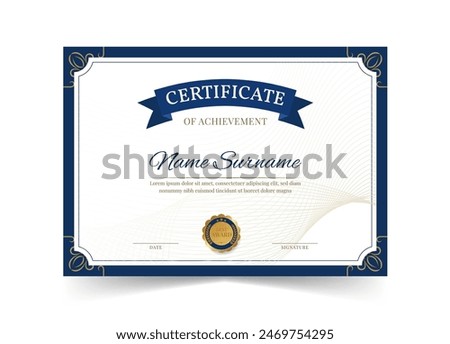 Elegant and luxurious certificate template. Awards diploma background