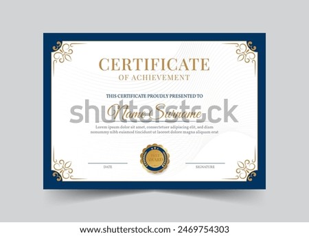 Elegant and luxurious certificate template. Awards diploma background