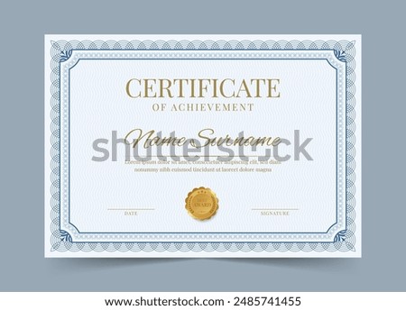 Elegant and luxurious certificate template. Business, Award, Training achivement certificate or diploma design