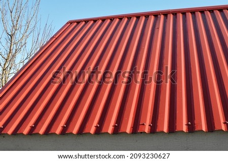 Similar – Image, Stock Photo Metal sheet roof of warehouse