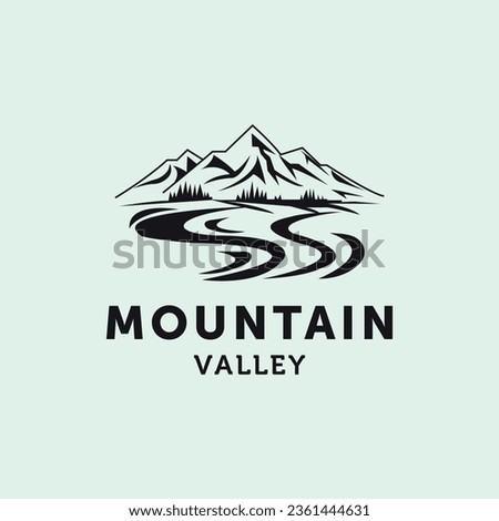 mountain logo vector icon illustration, simple design nature line art