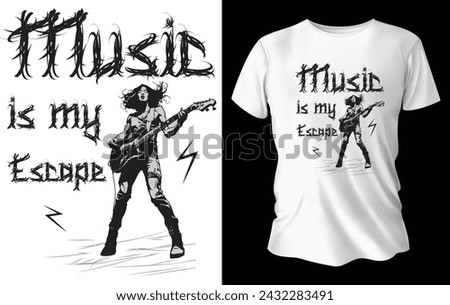 Music is my Escape T Shirt Design for Music T Shirt